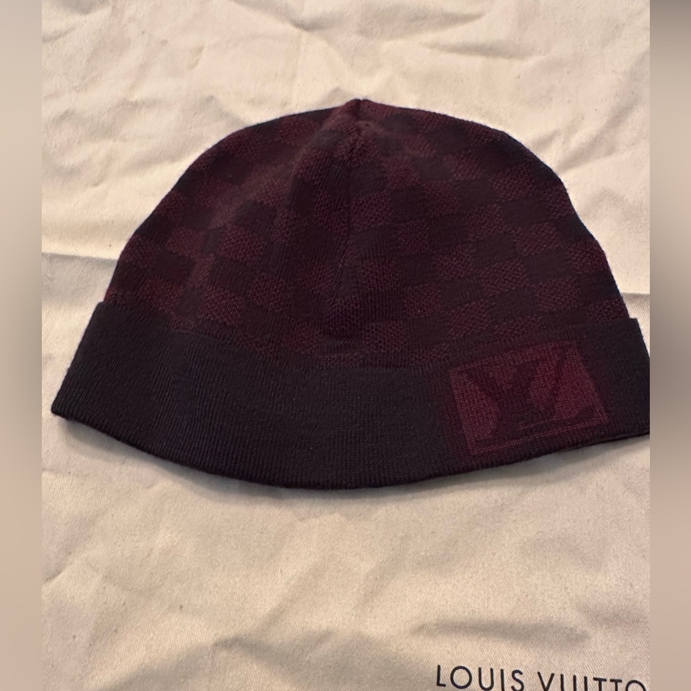 Louis Vuitton Damier Red Beenie - EUC